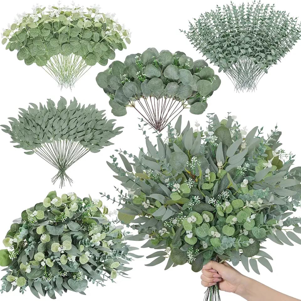 Serwalin 200PCS Mixed Eucalyptus Stems, Greenery Stems for Centerpieces