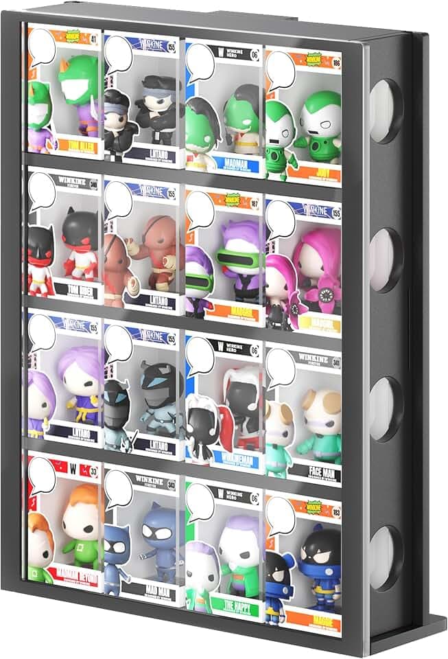 Winkine Bitty Protector aus Acryl, kompatibel mit Funko Pop, 4 Ebenen, transparentes Displayregal, Figurenständer, Harter Halter