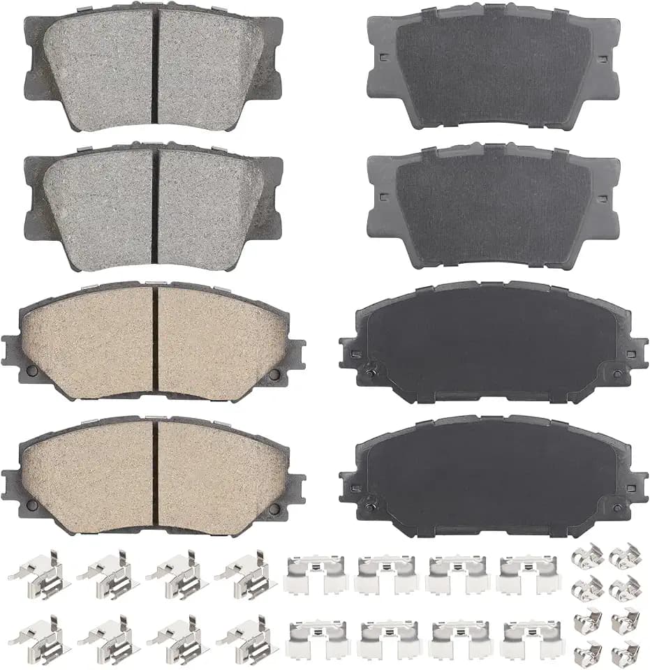 ILONPA Front Rear Ceramic Disc Brake Pads Set for Toyota RAV4 2006-2012 2.4L 2.5L (Exc. 3rd Rows Seats), for RAV4 2013-2018 Only 2.5L LE, for Lexus HS250h 8PCS(With Hardware)
