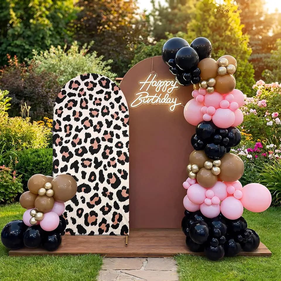 Chumia 2 Pcs Cheetah Arch Backdrop Cover, 2.6 x 6ft, 4 x 7.2ft, Brown