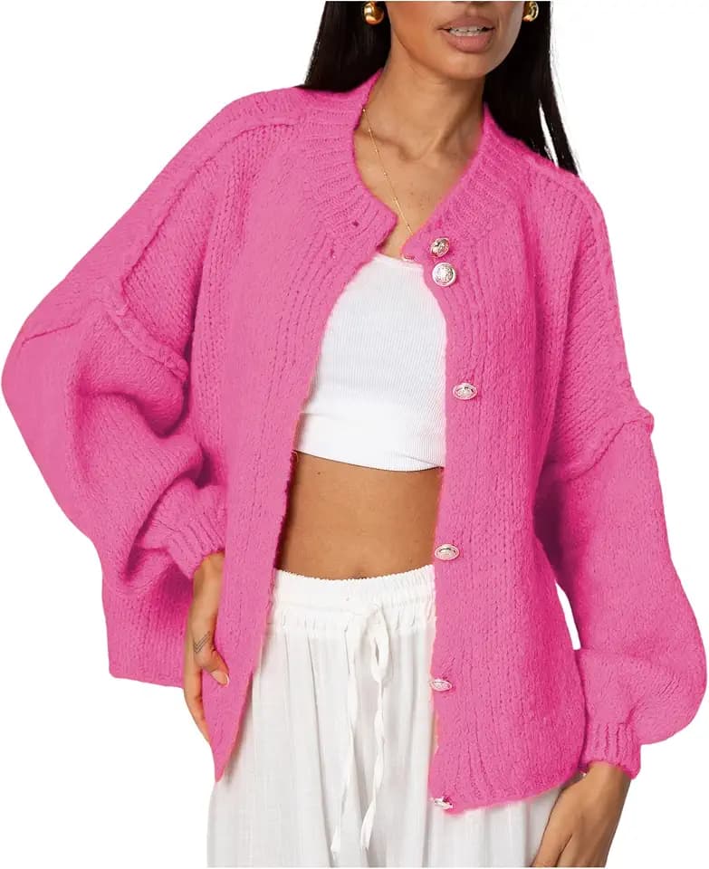 SeekMe Womens Oversized Cardigan Sweaters Button Up Chunky Knit Fall Coats