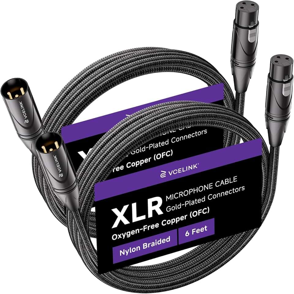 VCELINK XLR Cables 6ft 2 Packs, Male to Female XLR Microphone Cable