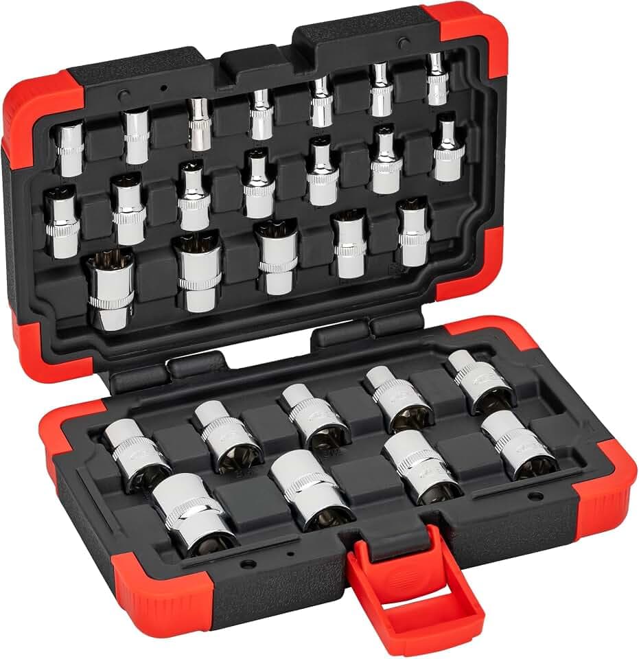 VIGOR Steckschlüsseleinsatz-Satz, V2687N, 1/4″, 3/8″, 1/2″, 28-teilig