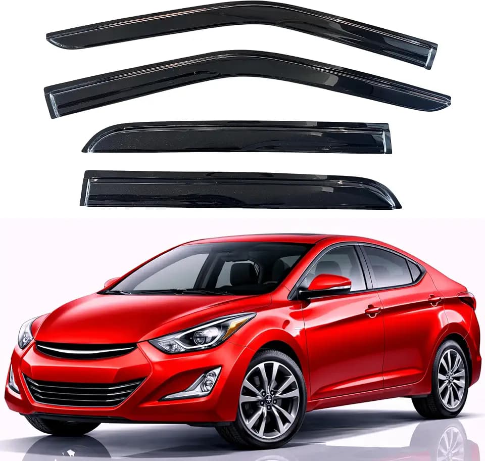 KPY Rain Guards Fit for 2011-2016 Hyundai Elantra Sedan, Out-Channel Window Visors Vent Wind Deflectors 4PC, Car Accessories for 11-16 Elantra Sedan (Excludes GT)