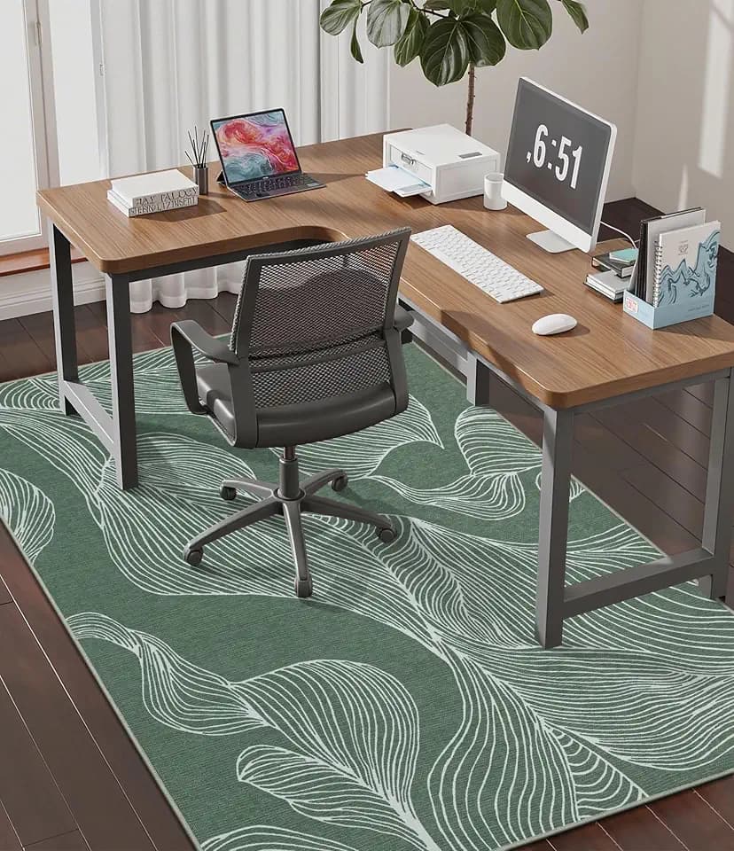 chakme Office Chair Mat for Hardwood Floor, 60"x45" Easy Glide Computer Desk Mat Protector for Rolling Chair Under Desk Rug Nonslip Backing, Machine Wash, (Leaf)