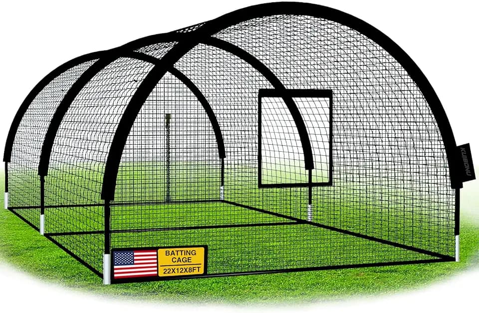 Baseball Batting Cage Net - Batting Cages for Backyard 22x12x8ft Portable Baseball and Softball Batting Cages, Zipper Door with Pitching Machine Hole for Backyard Batting Training