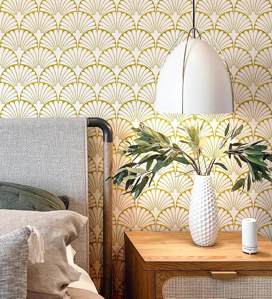 MelunMer Gold Leaf Peel and Stick Wallpaper Geometric Removable 17.3”×591”