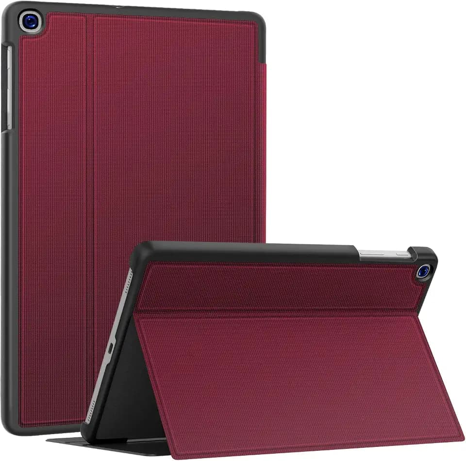 Soke Hülle für Samsung Galaxy Tab A 10.1 2019 (SM-T510/T515), Folio Ständer Ultradünn TPU Leder Smart Schutzhülle für Galaxy Tab A Hülle 10.1 Zoll, Wein Rot