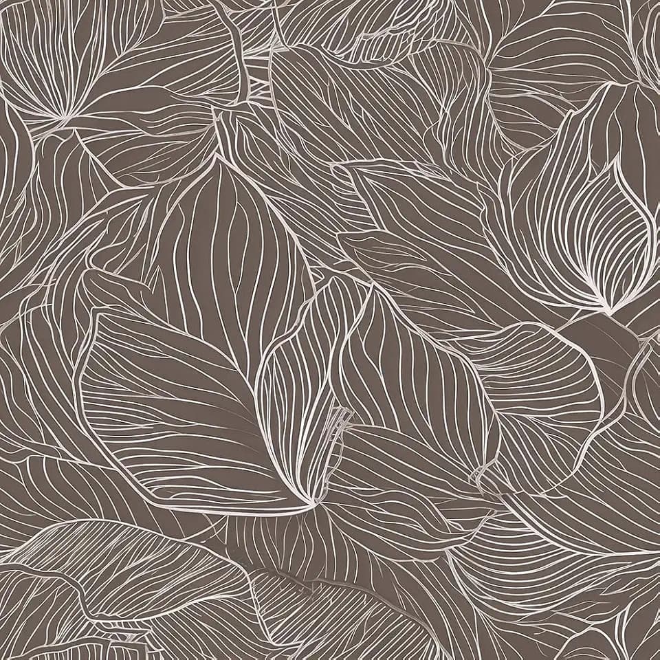 Grey Brown Leaf Wallpaper 17.71 "X 118.1" Peel and Stick Wallpaper with Simple Lines. Self Adhesive Wall Paper Vinyl Waterproof Contact Paper for Bedrooms and Kitchens