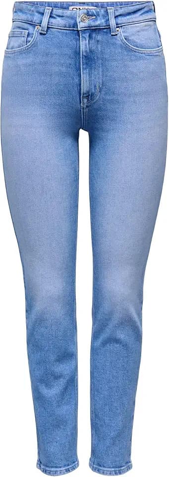 ONLY Female Straight-Fit Jeans ONLEMILY Hohe Taille Gerade geschnitten Knöchellang Jeans