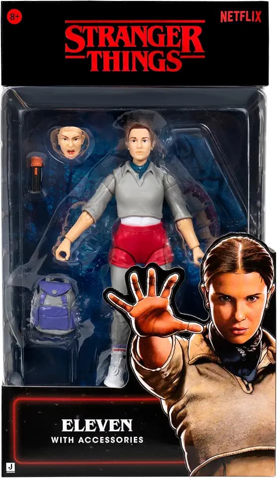 Stranger Things Eleven Upside Down Collector Figure - 6-Inch Highly Detailed Figure with Soft Good Clothing and Unique Accessories