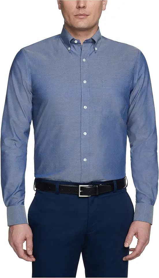 Tommy Hilfiger Men's Non Iron Solid Button Collar Dress Shirt