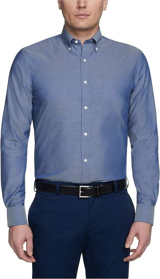 Tommy Hilfiger Men's Non Iron Solid Button Collar Dress Shirt