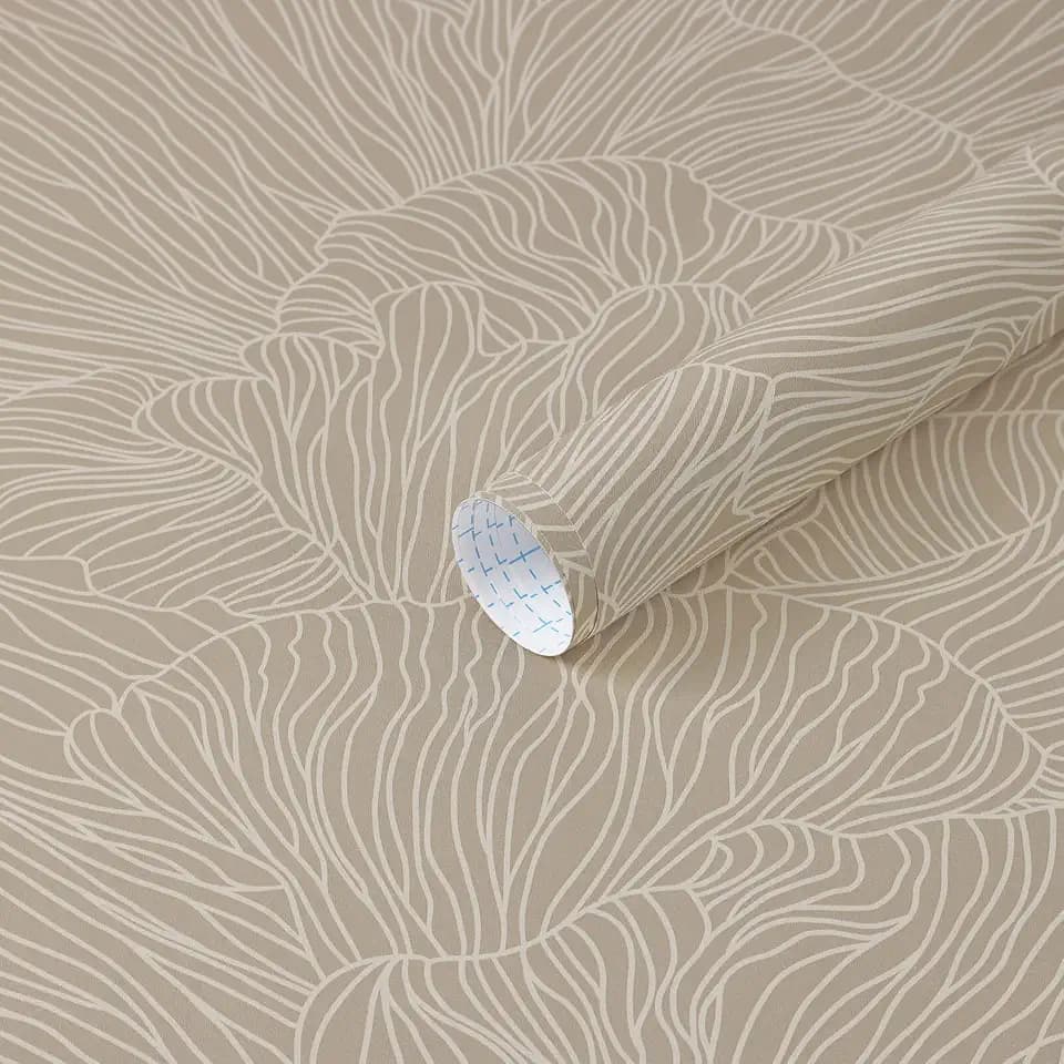 Heroad Peel and Stick Wallpaper Boho Brown Contact Paper 17.3"x196" Striped Wall Paper Modern Removable Self Adhesive Wallpaper for Bathroom Bedroom Cabinet Waterproof Neutral Wall Decor Vinyl Roll