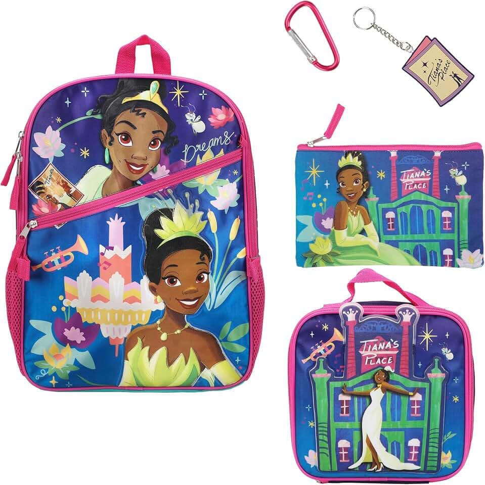 Disney's The Princess & The Frog Tiana 16 Kids 5-Piece Backpack & Lunchbox Set