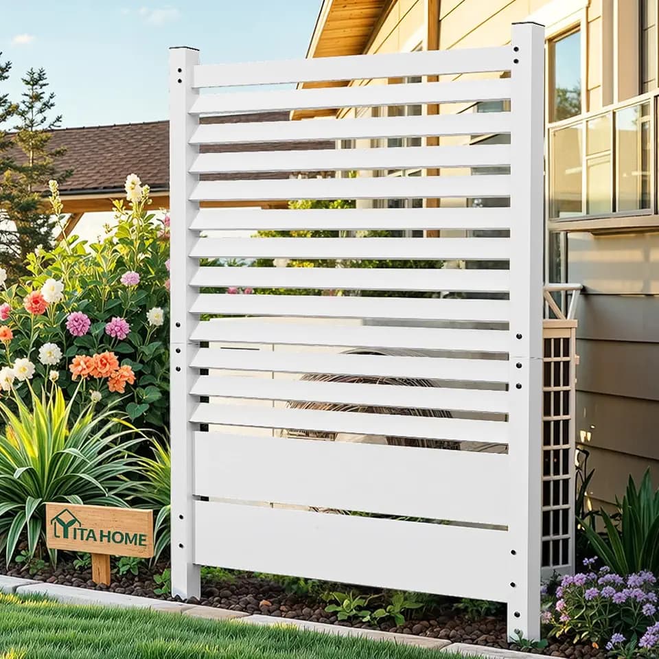 YITAHOME 60" H x 38" W Privacy Fence Panel, Wood Trash Can Hider, Air Conditioner Privacy Screen for Outside, Backyard, Patio,1 Panel, White