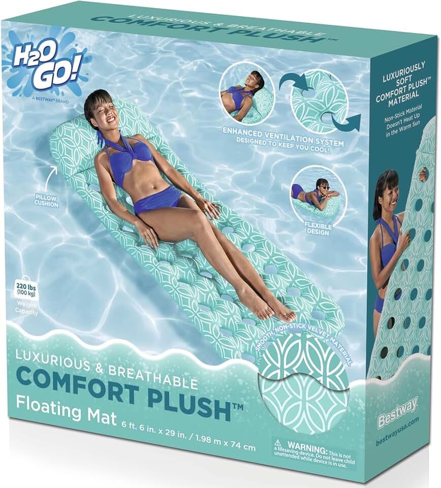 H2OGO! Comfort Plush Floating Pool Mat 6'6" x 29"/1.98m x 74cm
