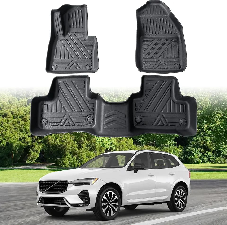 ECOZEN Fußmatten für Volvo XC60 2018-2026(Kraftstoffversion), Original 3D-Scan 3-lagiges TPE Gummimatten Set, Allwetter rutschfest Fussmatte Auto mit hohem Rand, Befestigungsknöpfe Volvo XC60 Zubehör