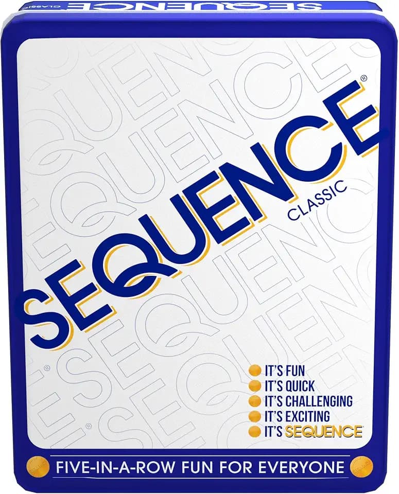 Sequence in a Tin - Five-in-a-Row Fun for Everyone by Jax, White, 2-12 Players