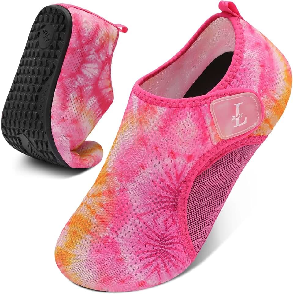L-RUN Water Shoes Men Women Barefoot Quick Dry Hook & Loop Wide Non Slip