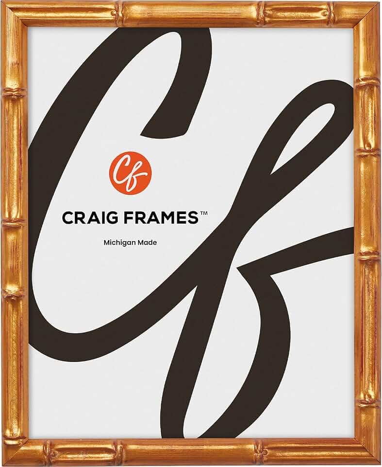 Craig Frames 20x34 Faux Bamboo Vintage Gold Poster Frame, Wall Decor