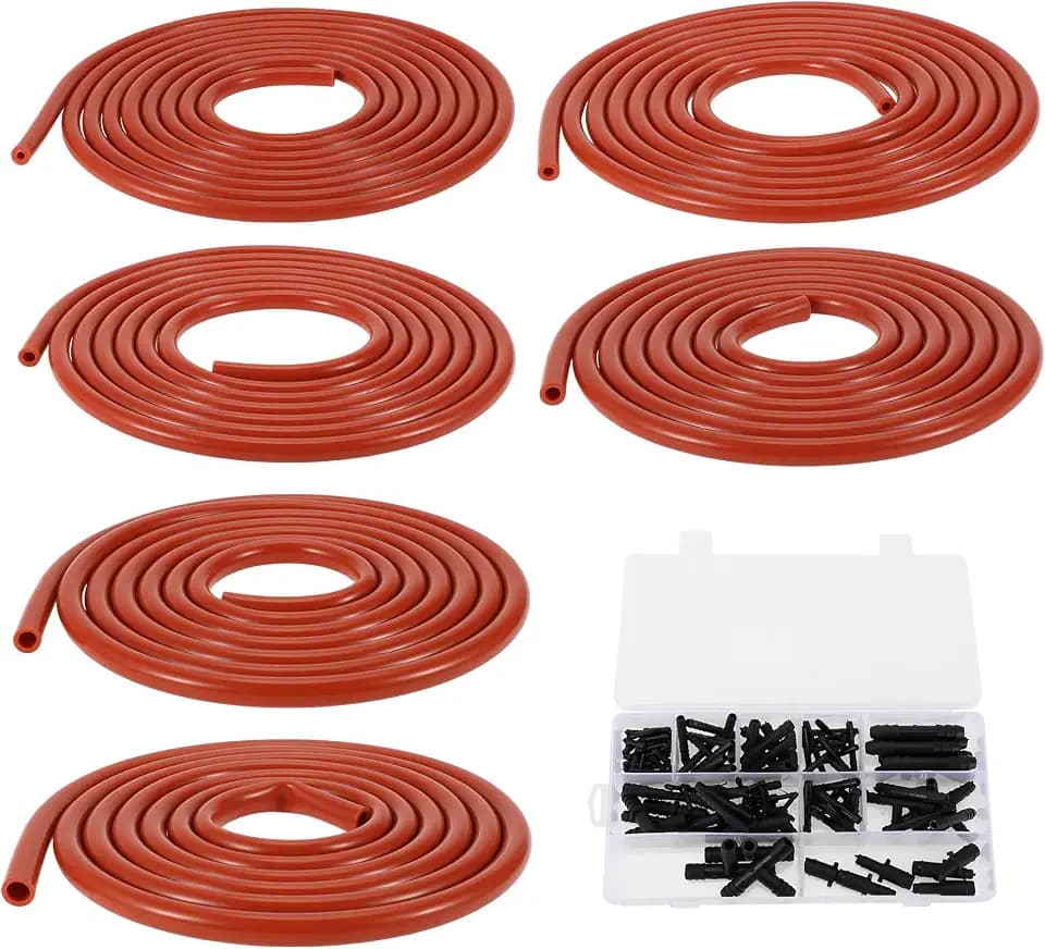 Motoforti Silicone Vacuum Tubing Hose Automotive Vacuum Line 10Ft 3/4/5/6/8/10mm ID 2mm Thickness High Temperature Red 1 Set 130PSI Max Pressure