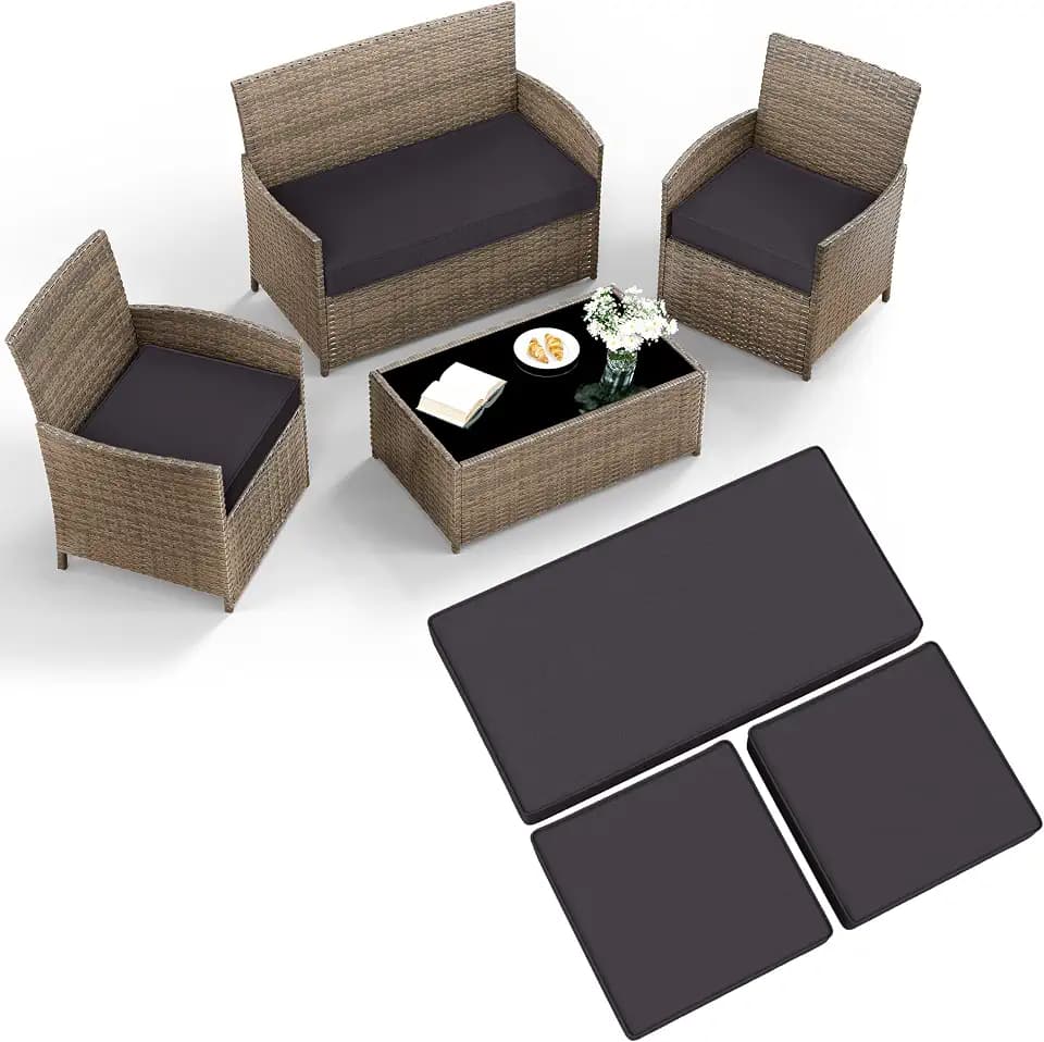 3 Pcs Outdoor Patio Furniture Cushion Replacement Cover, Cover Only - Grey