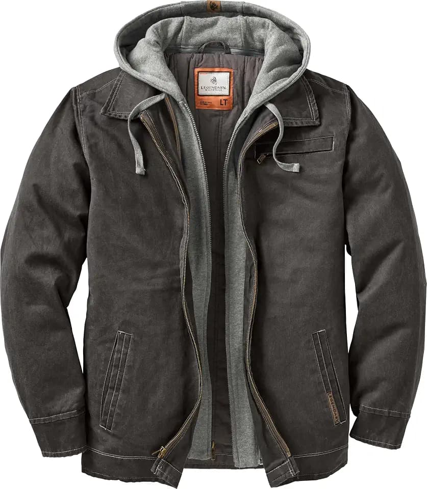 Legendary Whitetails Mens Casual Coat with Hood Waxed Cotton Water Resistant Jacket