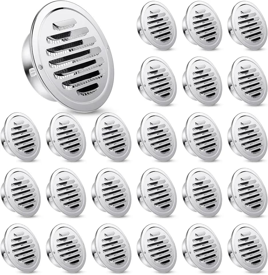 Zonon 24 Pcs 4 Inch Soffit Vents Round Vent Cover Stainless Steel, Silver
