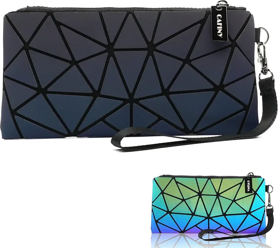Small Clutch Purses for Women, Daily Use Wrist Purse, Geometric Luminous Wallet, Portable Wristlets Travel Clutch, Small Wrist Purses and Cosmetic Pouch