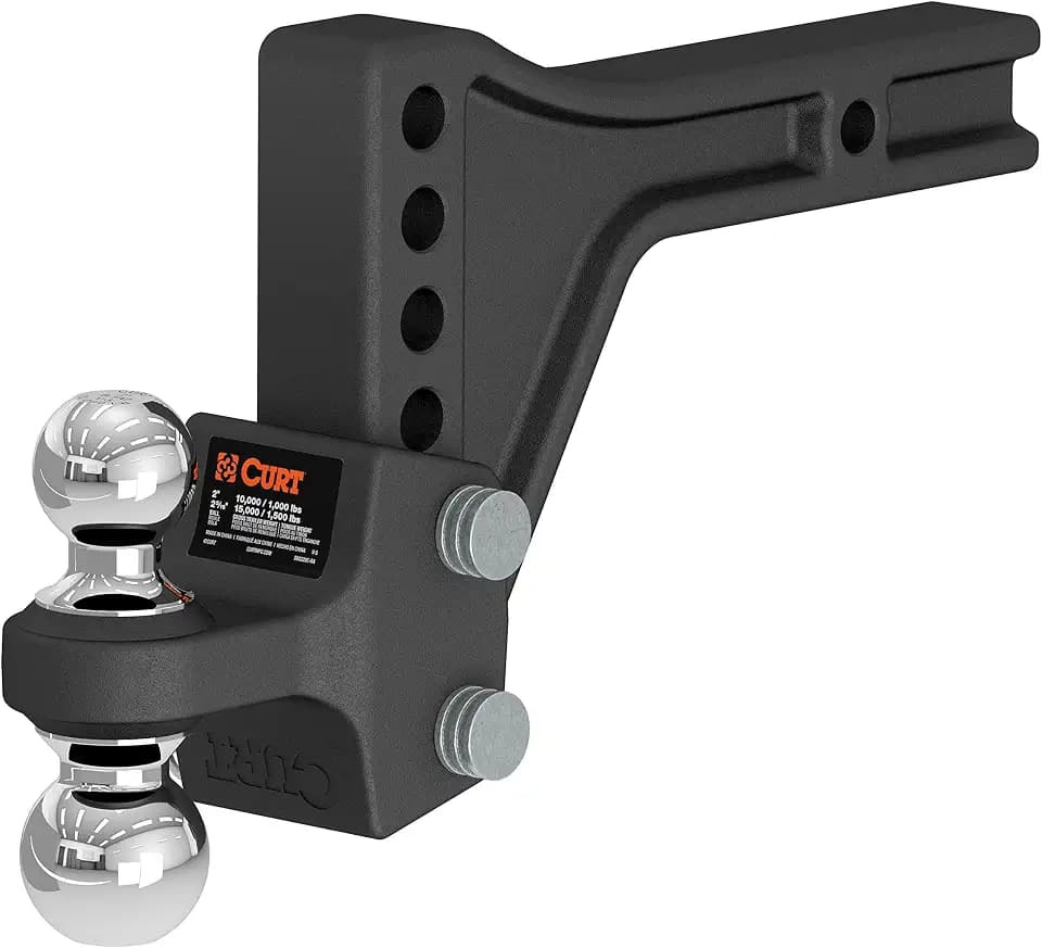 CURT 45935 Adjustable Dual-Ball Hitch Mount, 2" Shank, 15,000 lb