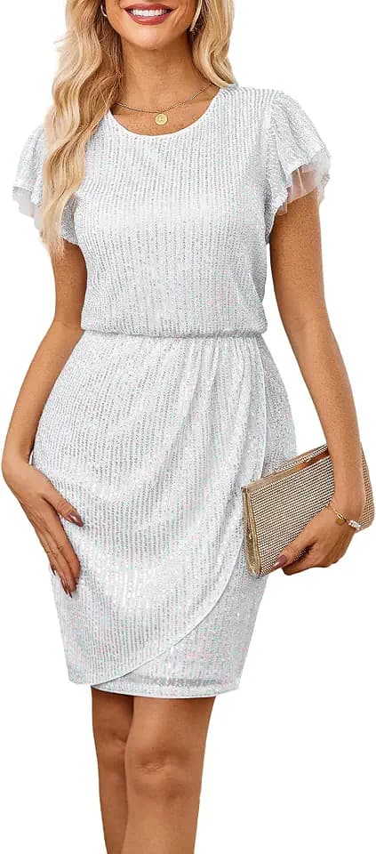 GRACE KARIN Women's Cap Sleeve Sparkly Sequin Midi Dress