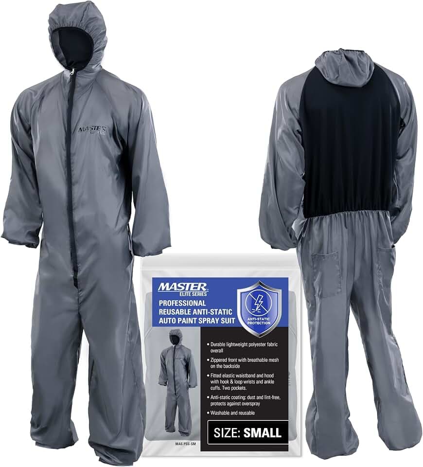Master Elite Reusable Anti-Static Automotive Paint Suit (Large), Breathable