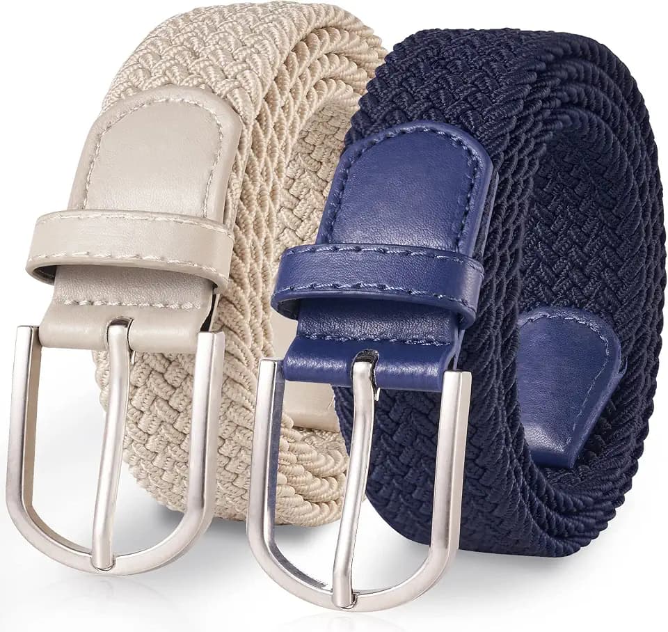 TANGCHAO 2er-Pack Stretchgürtel Flechtgürtel, Gürtel Damen und Herren