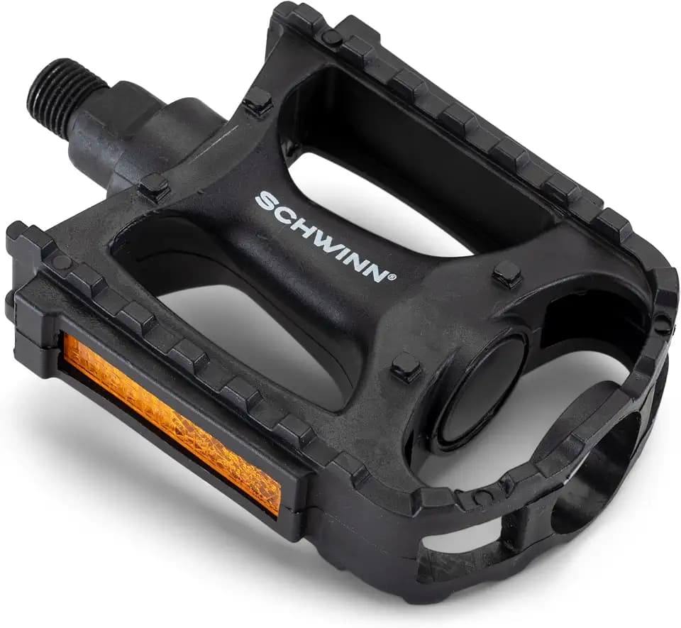 Schwinn Basic Composite Bike Pedals, Black, Set of 2, Lightweight, with Reflectors, Fits 1/2" or 9/16" Cranks, Molded Surface Pegs for Grip, Easy Installation, Replacement Bike Pedals