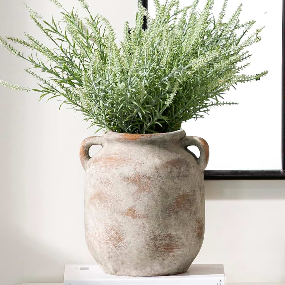 Vanselia Ceramic Flower Vase Home Table Decor Living Room Farmhouse 7.6 in