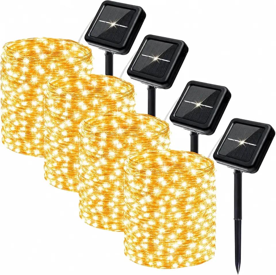 SyouHome 800 LED 264ft Solar String Lights Outdoor, 4 Pack, Warm White