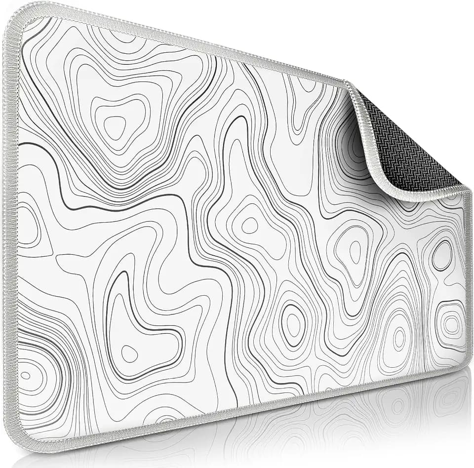 Sidorenko Gaming Mauspad XXL Weiß- Großes Mousepad 350x260 mm - rutschfeste Schreibtischunterlage für Gaming und Büro - Fransenfreie Ränder - Präzises und langlebiges large mouse pad maxlvl