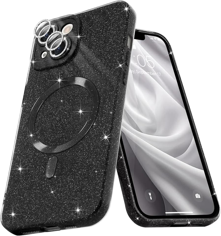 Micoden for iPhone 13 Case for Women Girls,Cute Bling Sparkle Glitter,Black