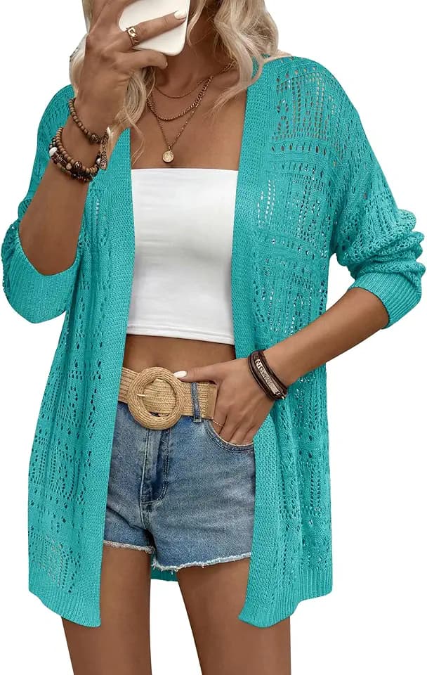 Zeagoo Womens 2026 Summer Crochet Cardigan Sweaters Lightweight Boho Kimono