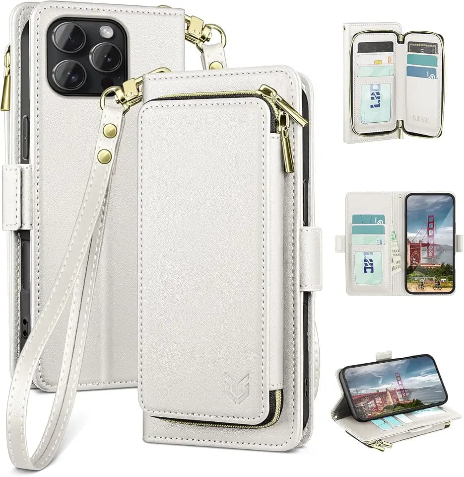 DJBEAR iPhone 16 Pro Max 6.9" Wallet Case White