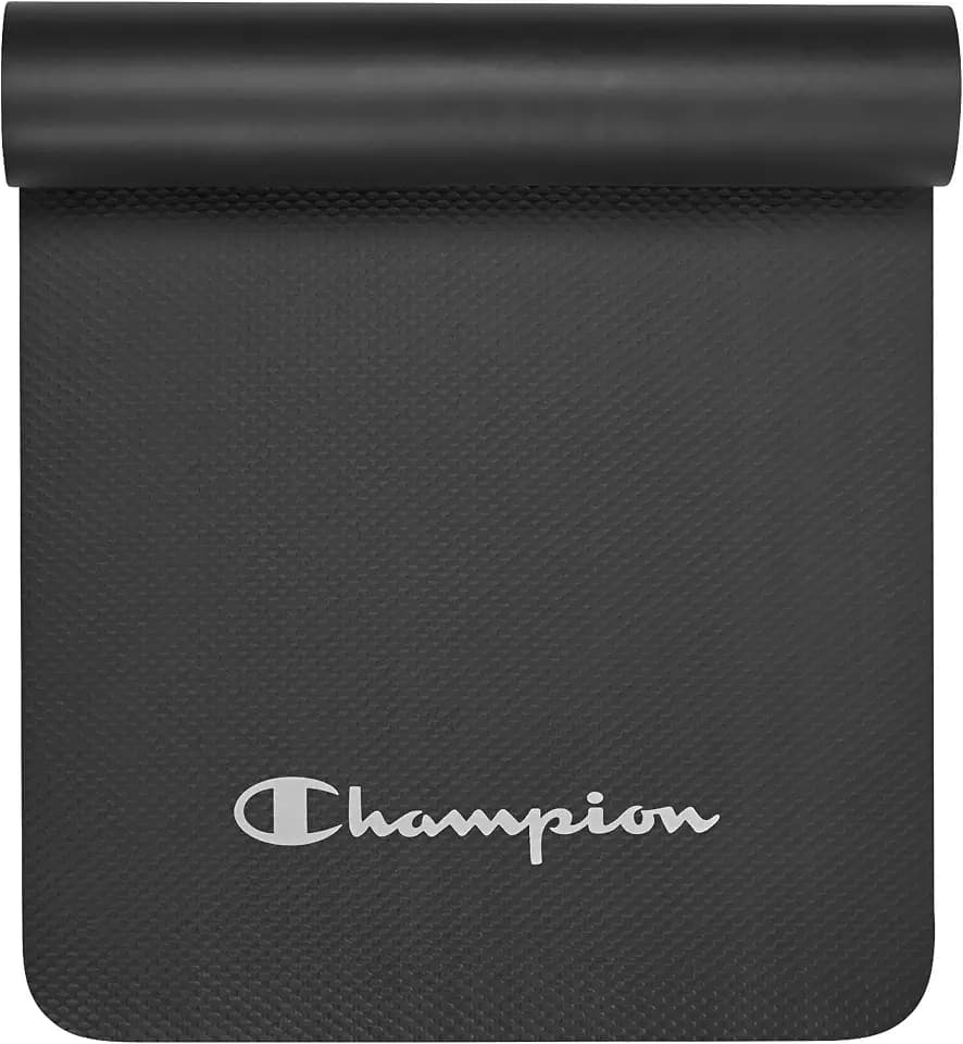 Champion 10mm Exercise Mat, Cushioned Non-Slip Workout Mat with Textured Base for Yoga, Pilates, Stretching & Floor-Based Training, Lightweight NBR Material, Includes Carry-On Strap
