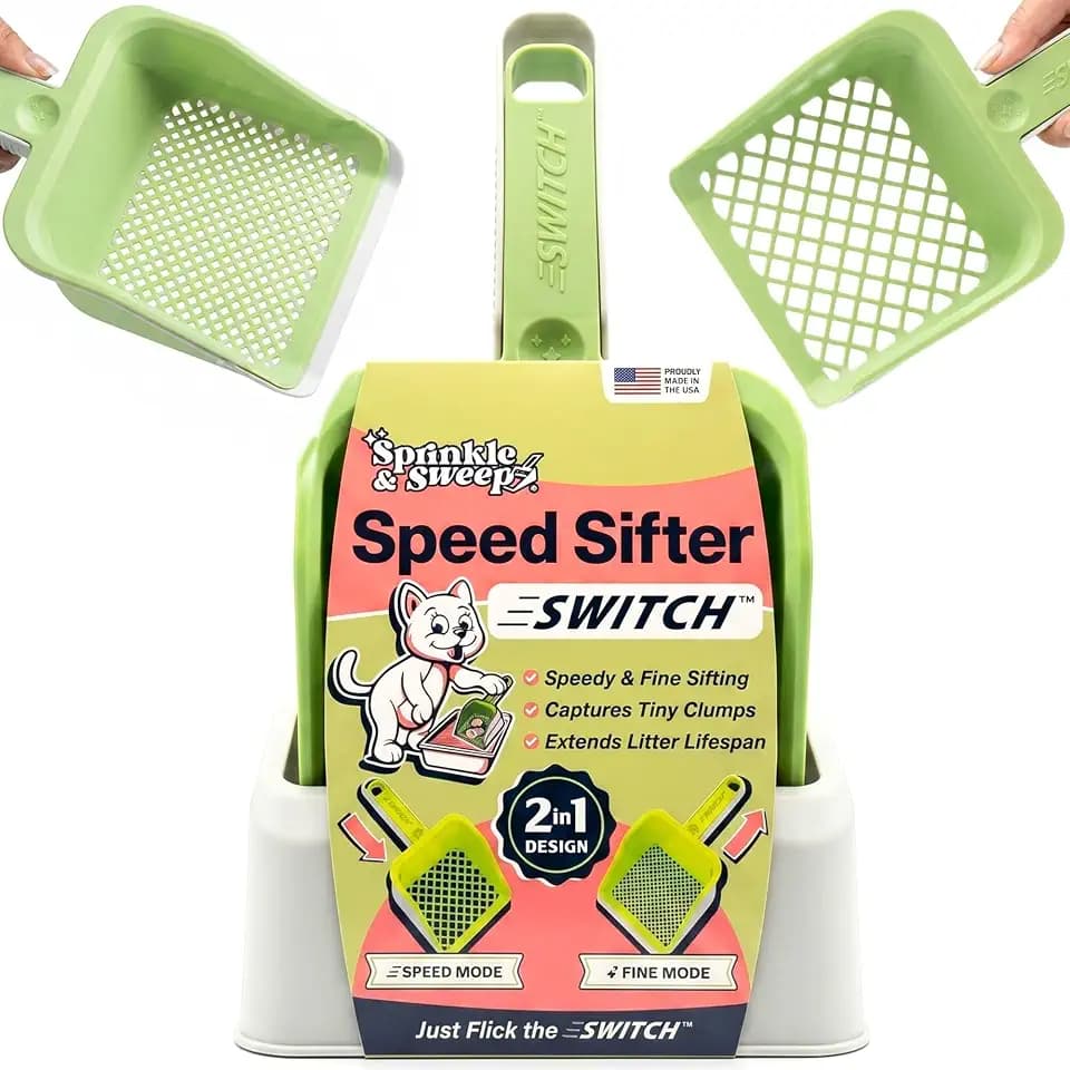 Sprinkle & Sweep Speed Sifter Switch Cat Litter Scooper, 2-in-1 Sifter Tool