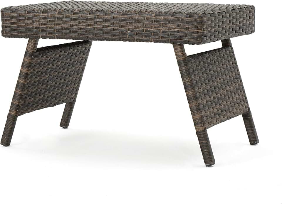 Christopher Knight Home Thira Outdoor Wicker End Table with Aluminum Frame, Mix Mocha