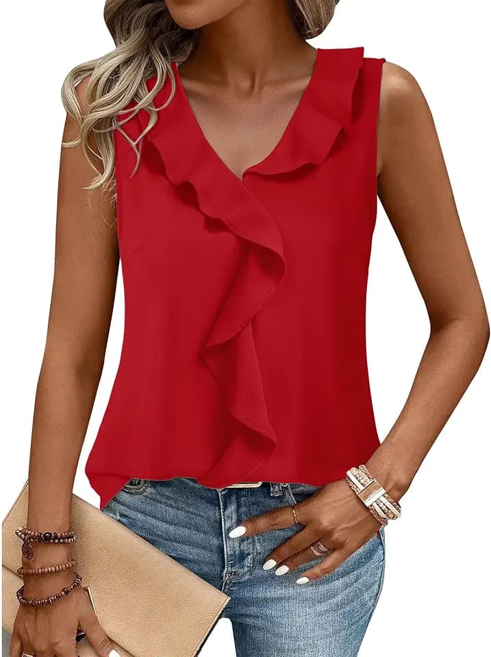Gaharu Womens Summer Dressy Tank Top Sleeveless Business Casual Blouses Office Work Shirt