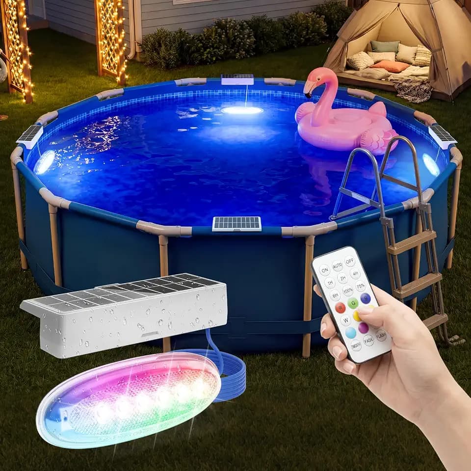 Solar Pool Lights for Above Ground Pools,IP68 Pool Solar Lights 4 Pack Gray