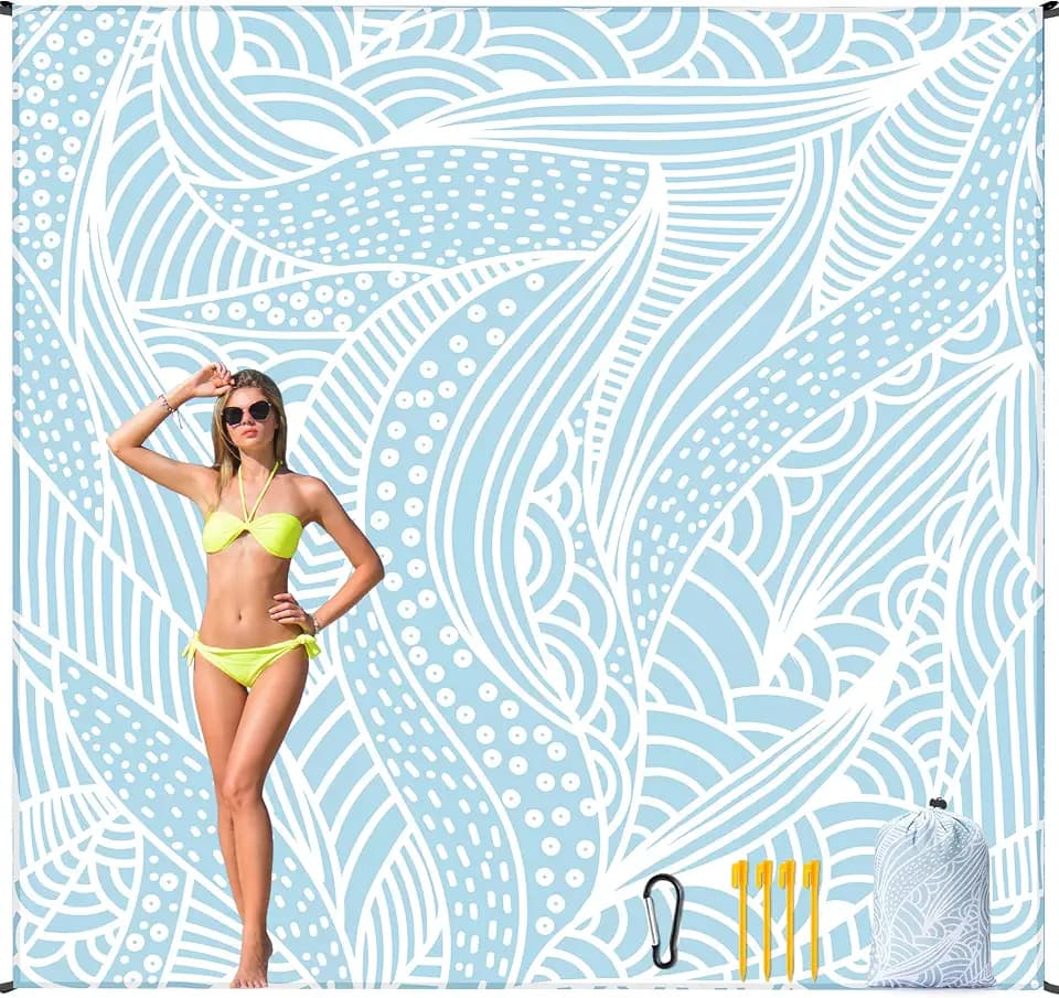 HIHOHO Beach Blanket Waterproof Sandproof Quick Drying Mat for 1-8 Adults