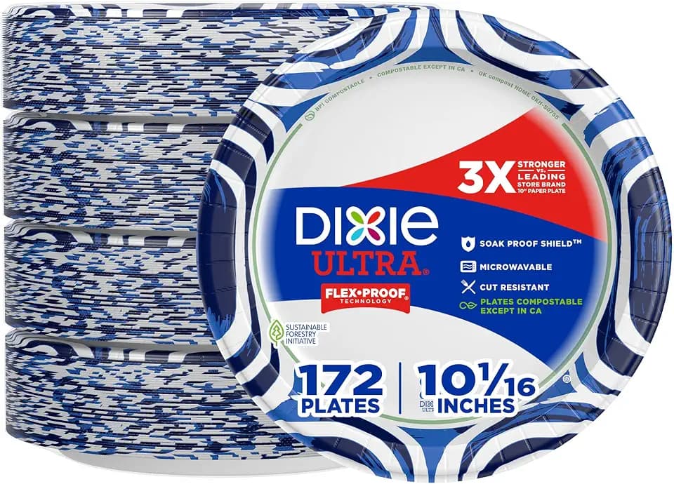 Dixie Ultra Large Paper Plates, 10 Inch, Heavy Duty Disposable Plates