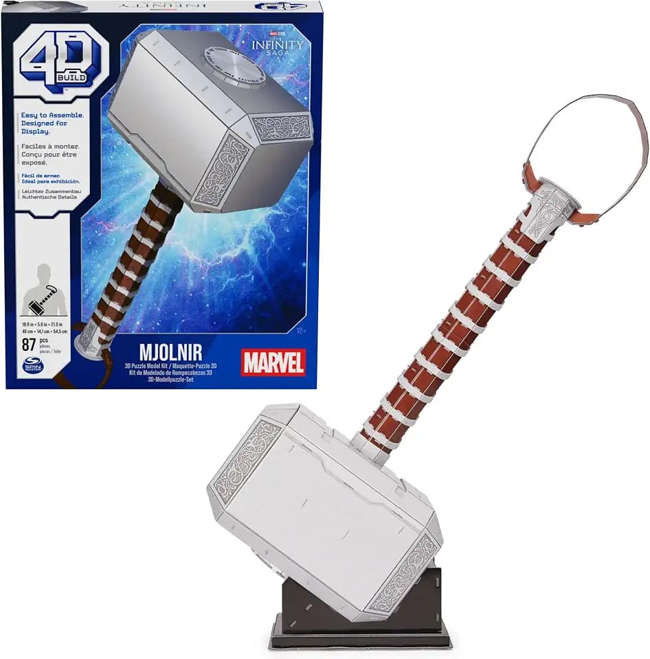 4D Build - Marvel Thor´s Hammer - detailreicher 3D-Modellbausatz aus hochwertigem Karton, 87 Teile, für Fans der Superhelden-Serie ab 12 Jahren