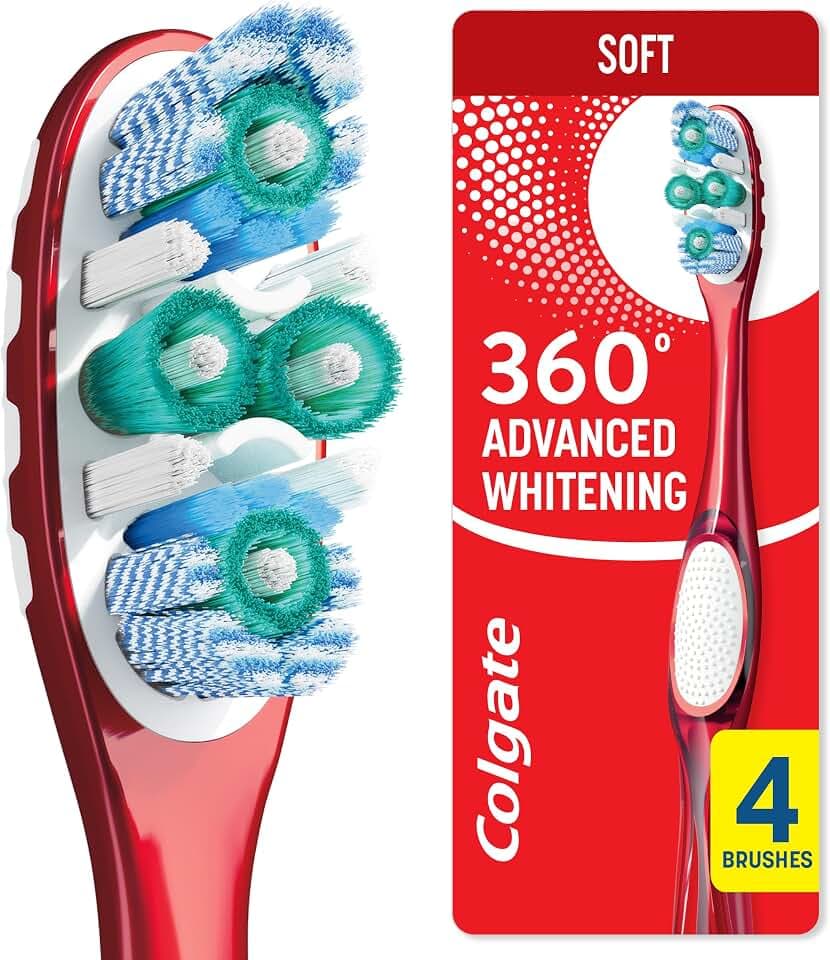 Colgate 360 Advanced Whitening Soft Toothbrushes, 4 Pack